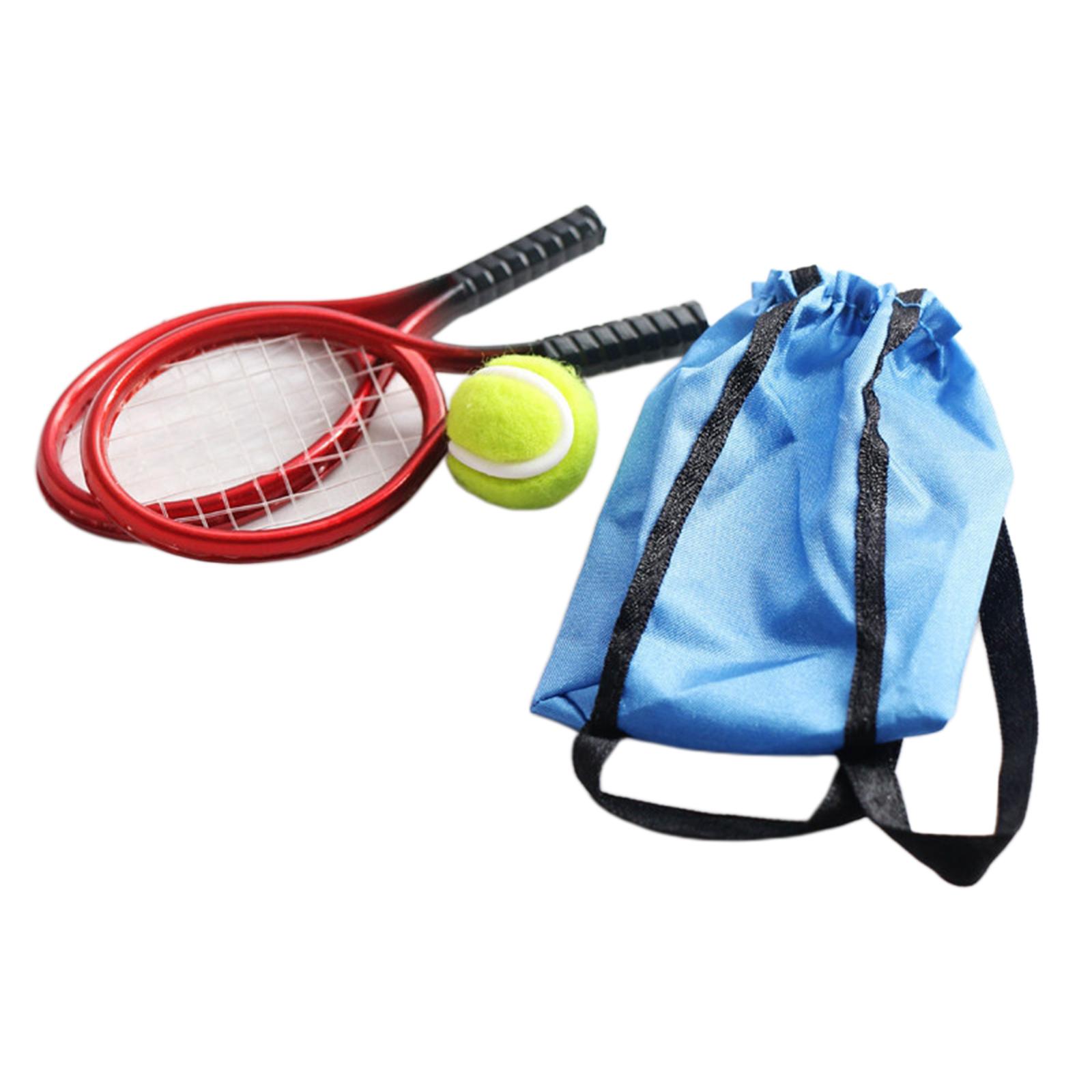 Miniatures Sports Tennis Racket and Ball Set DIY Scene Model Dollhouse Decoration Accessories