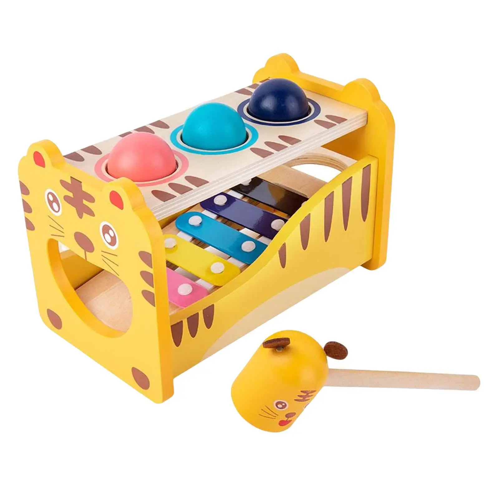 Wooden Musical Pounding Toy Musical Instrument Toys Tap benches with Slide Out Xylophone Hammering Toys for Girl