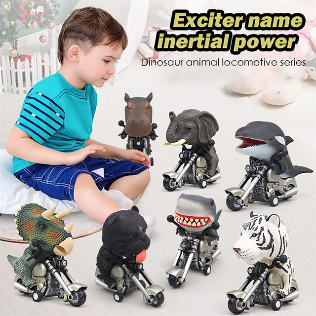 Carros de brinquedo de dinossauro 2 pacote friction powered jogo de  motocicleta T-rex e Triceratops Monster Dino Brinquedos para meninos idade  3,4