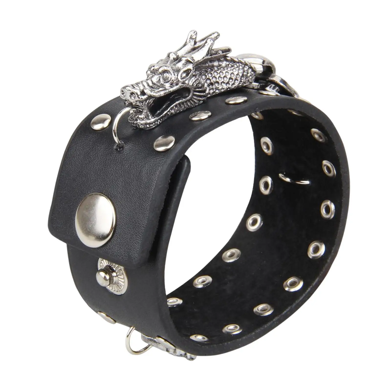 Punk Bracelet PU Leather Bracelet Adjustable for Sportswear Unisex Boys