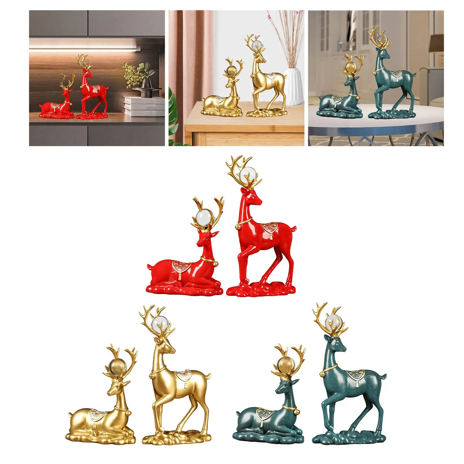 Nordic Reindeer Figurines Sculpture Deer Statues for Home Shelf Table Bedroom Decoration