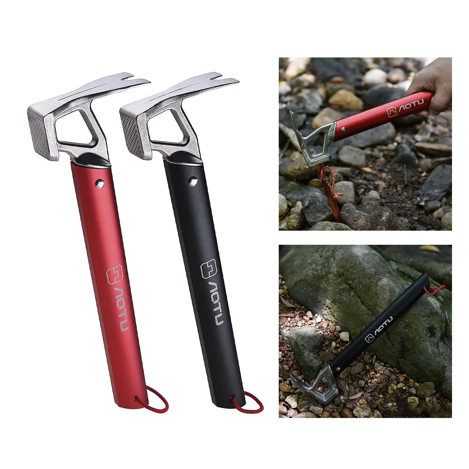Tent Stake Hammer Tent Peg Extractor Puller Outdoor Camping Hammer for Mountaineering Hiking