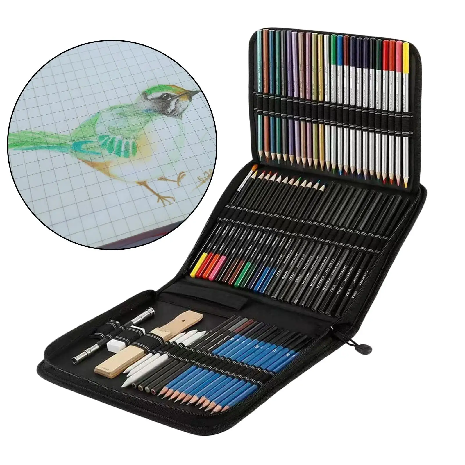 72x Professional Drawing Pencil Set Sketching Pencils Art Eraser Painting