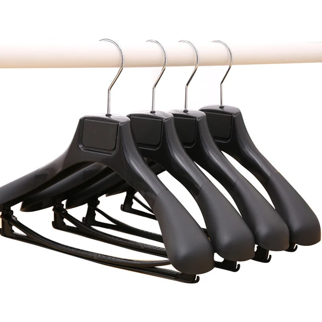 Hangers Racks 10 Black Thick Wide Shoulder Plastic Black Clothes Hangers  For Coats Jackets And Furs 230408 From Kong08, $22.09