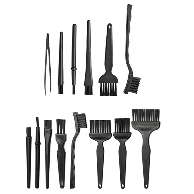 5 in 1 Plastic Small Portable Handle Nylon Anti Static Brushes Cleaning Keyboard Brush Kit, Black