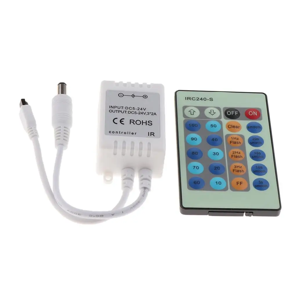24 Keys Mini Wireless RF Controller for RGB LED Strip Light  Single Color- Music Light