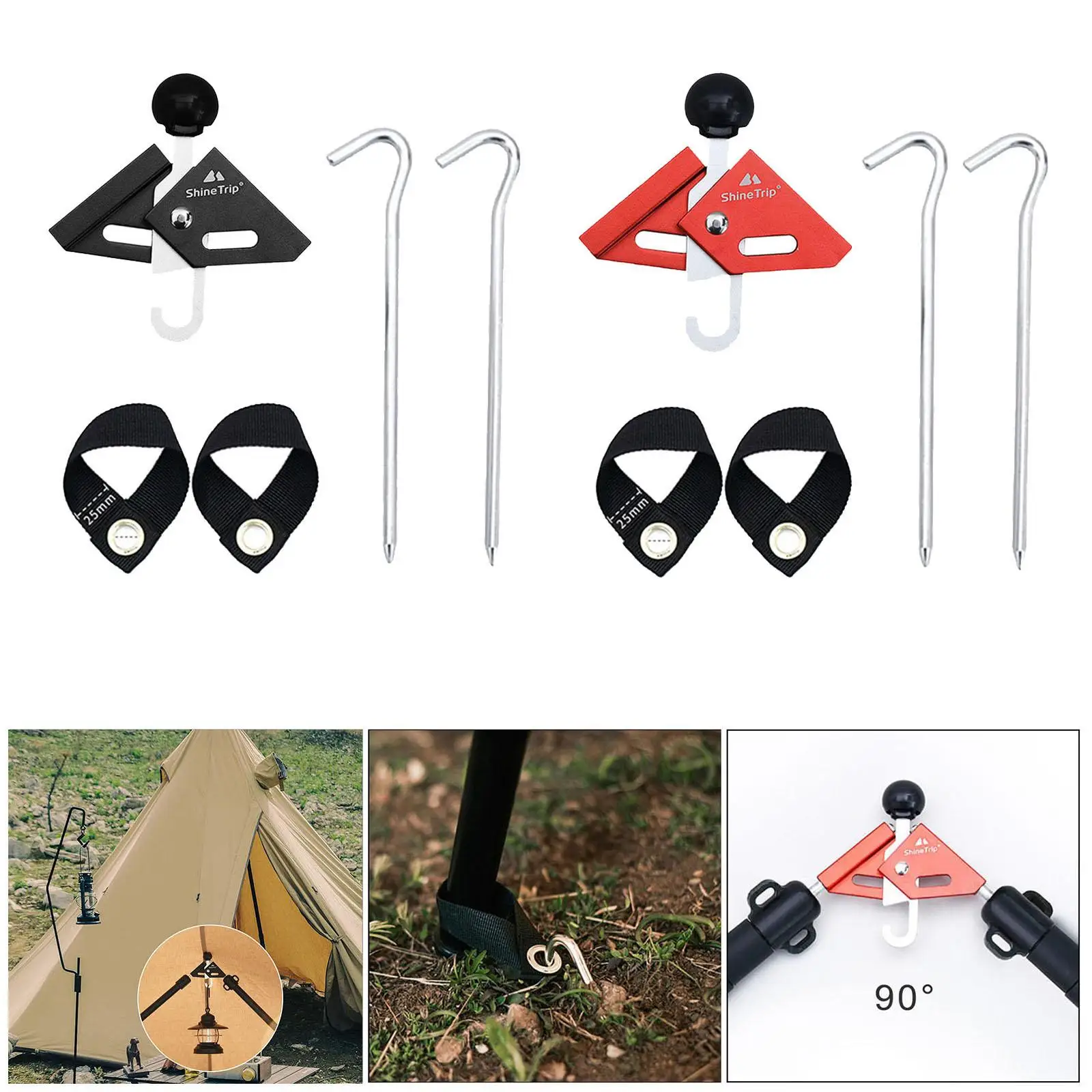 Aluminum Alloy 90 Degree Tarp Post Tip Plugs Puncture Proof Ball Tent Construction Pole Connector with Strap