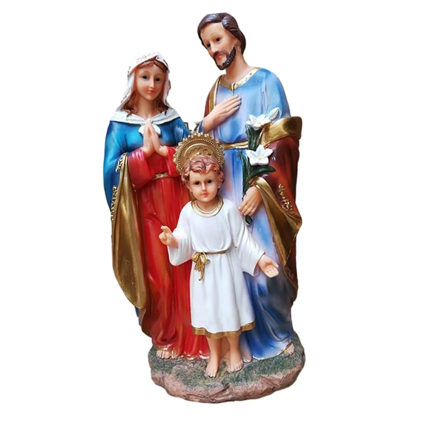 Holy Family Statue Jesus Figurine Resin Sculpture for Desktop Car Interior