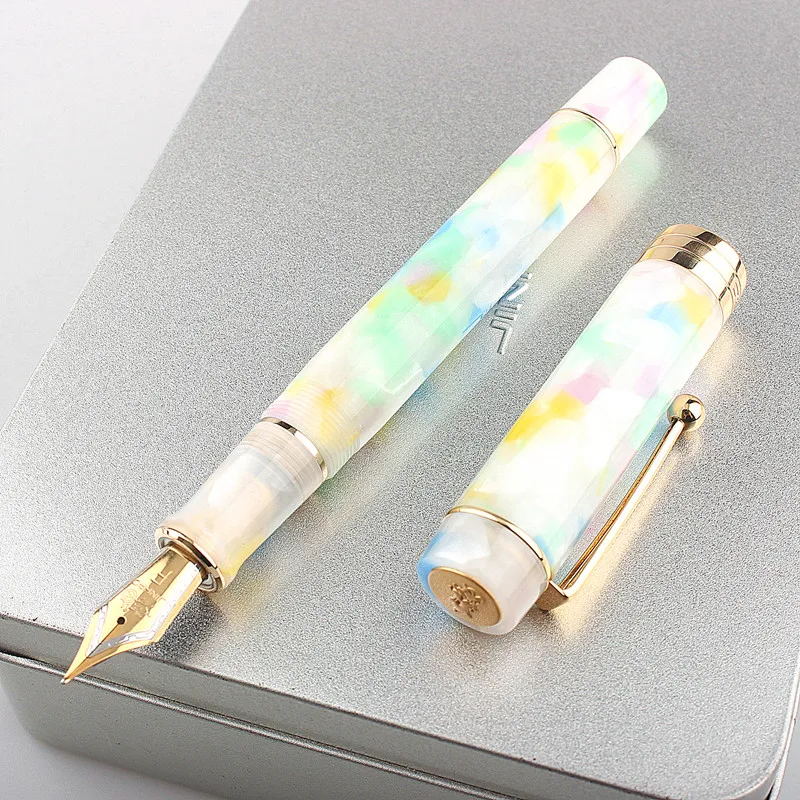 JINHAO J3012 Gold Fountain Pen Metal Case 18KGP Nib ink pen office Gift 