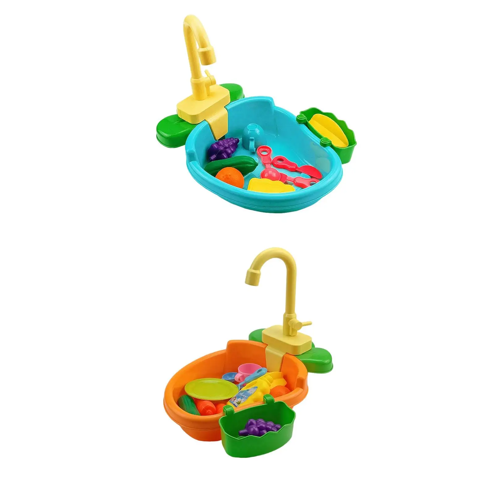 Play Sink Toy with Running Montessori Toy Playing Role Dishes Working Faucet Faucet Play Dishes Kid Childern