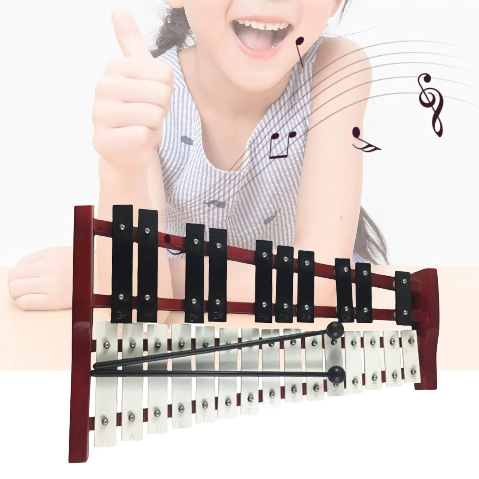 25 Key Glockenspiel Xylophone Exquisite Portable with Clearly Marked Notes Aluminum Bars