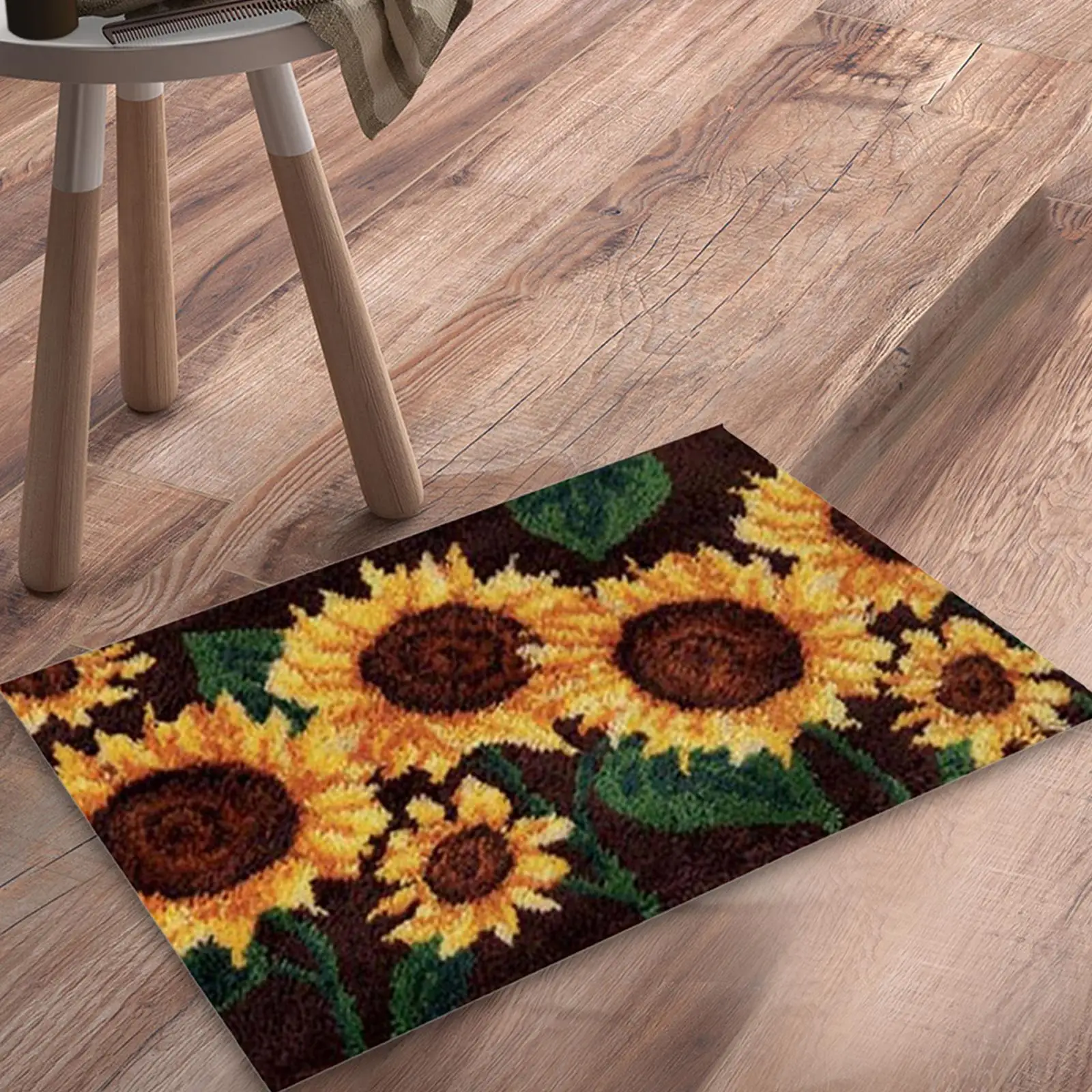 Sunflower Latch Hook Rug Kits Crocheting Carpet Crochet Yarn Mat for Craft