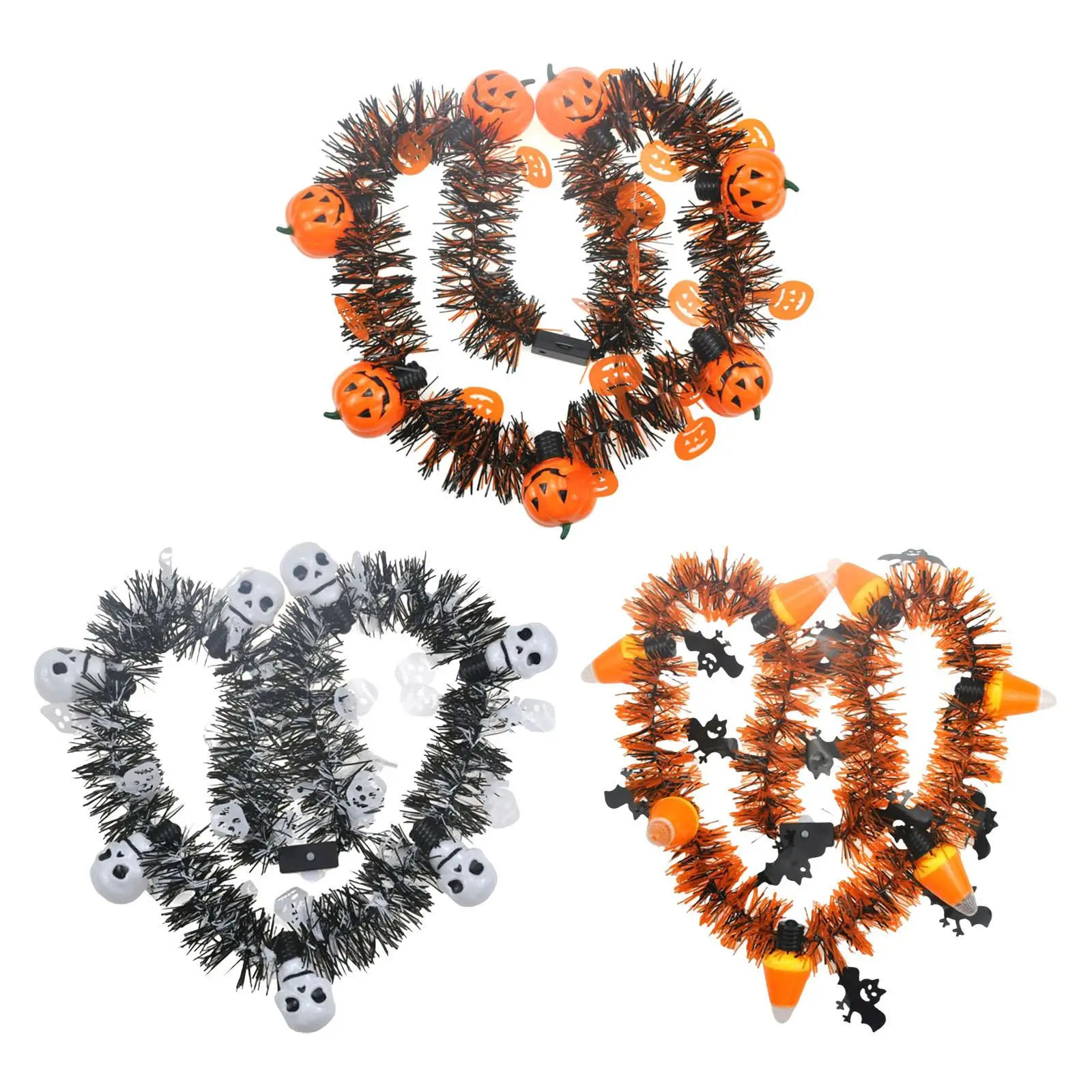 35inch Halloween String Light Battery Operated Wreath Lights Glowing Lanterns Lamp Necklace for Christmas Trees Indoor Garden