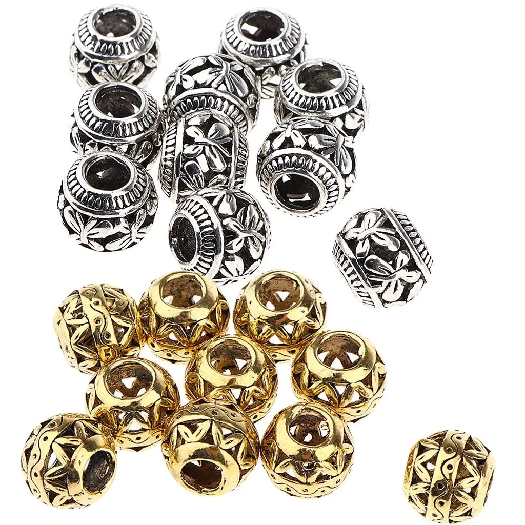 20pcs Premium Vikings Beads  Decorations Cuffs Clips Accessories for  Braiding Hair Bracelet Necklace DIY
