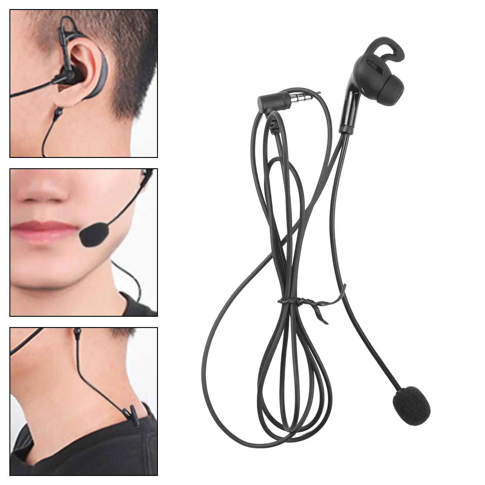 Referee Single Ear Earphone Wired Ear Mic Professional Wired Headphones Remote Portable In-Ear USB Headset for Laptop PC Sports
