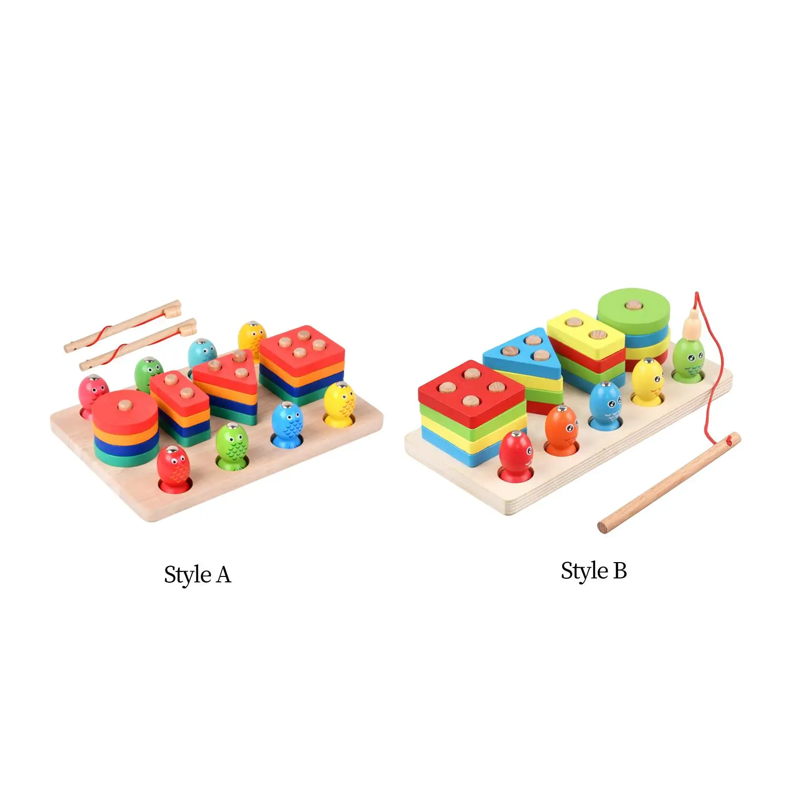Montessori Wooden Sorter Stacking Toy Geometric Shapes Toy Puzzles Develop Fine Motor Skill for Children Preschool Toddlers Kids