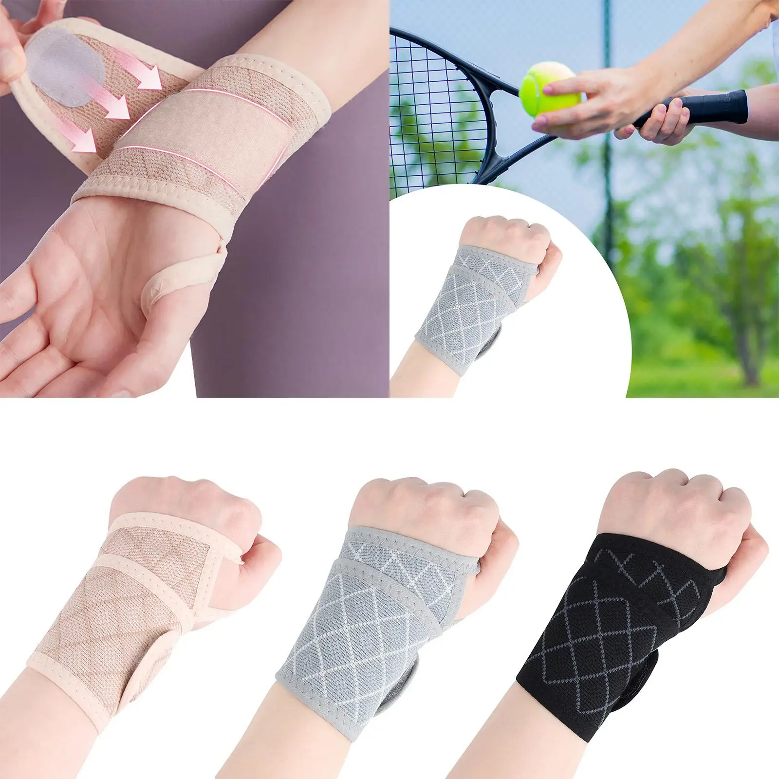 Wrist Compression Strap Sport Supporting Wrist Brace, for Biking,Running Nylon Spandex Material Accessory Easier wearing Yoga