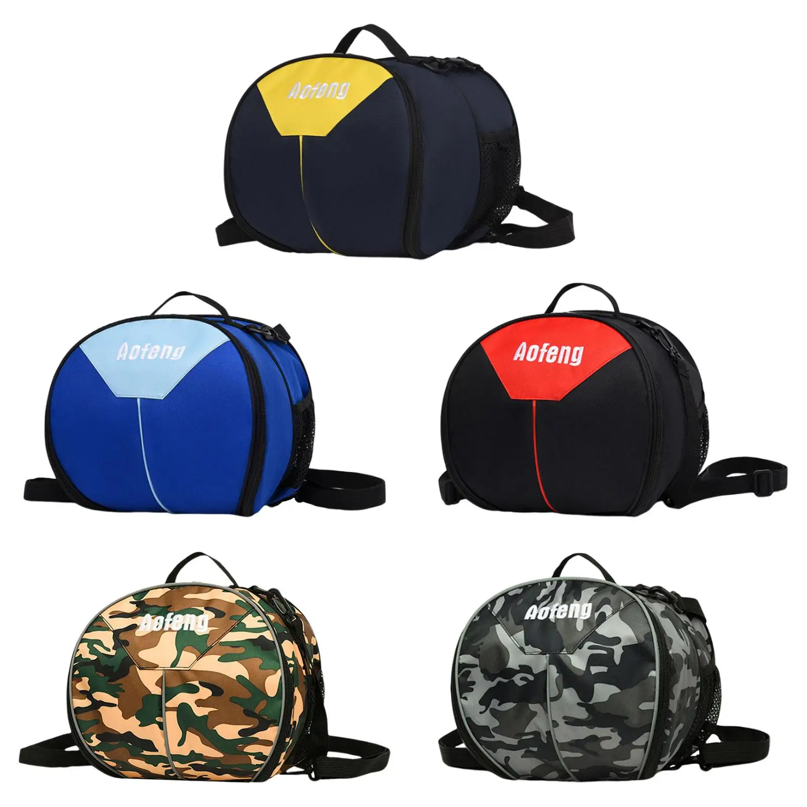 Basketball Shoulder Bag with 2 Side Pockets Dual Zippers Closure Durable Soccer Storage Bag for Softball Football Volleyball