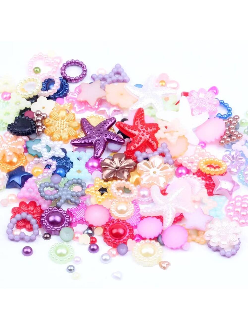 Best of 150-200Pcs Y2K 3D Pink White Pearls Nail Art Charms Multi Shapes Flower Star Bowknot Heart Pearls Flatback Acrylic Cute Pearls Reviews & Tips - Image 6