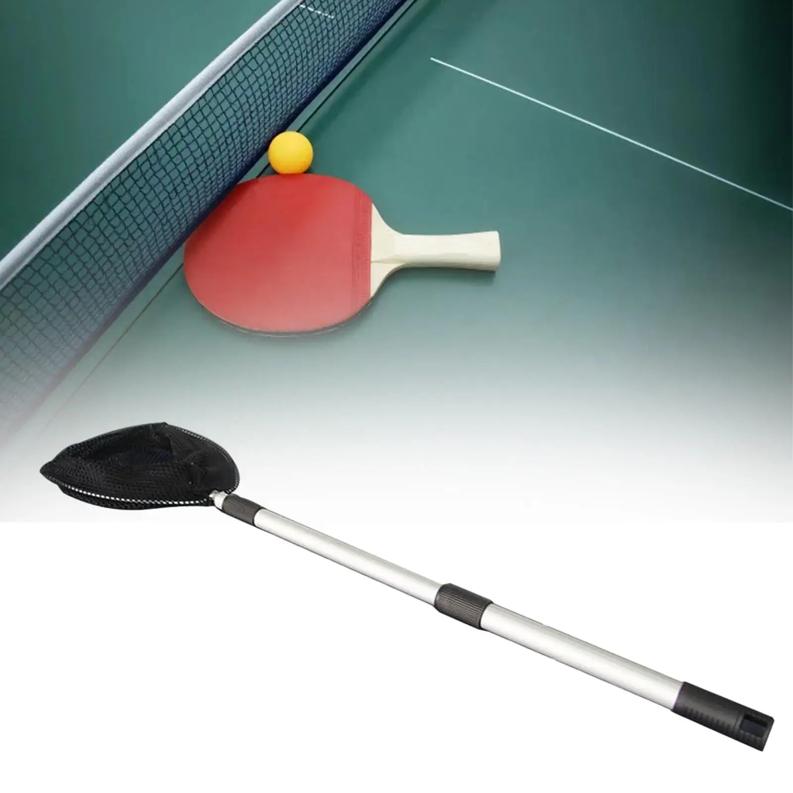 Retractable Handle Table Tennis Ball Picker Pickup Net Storage Bag Gym Black