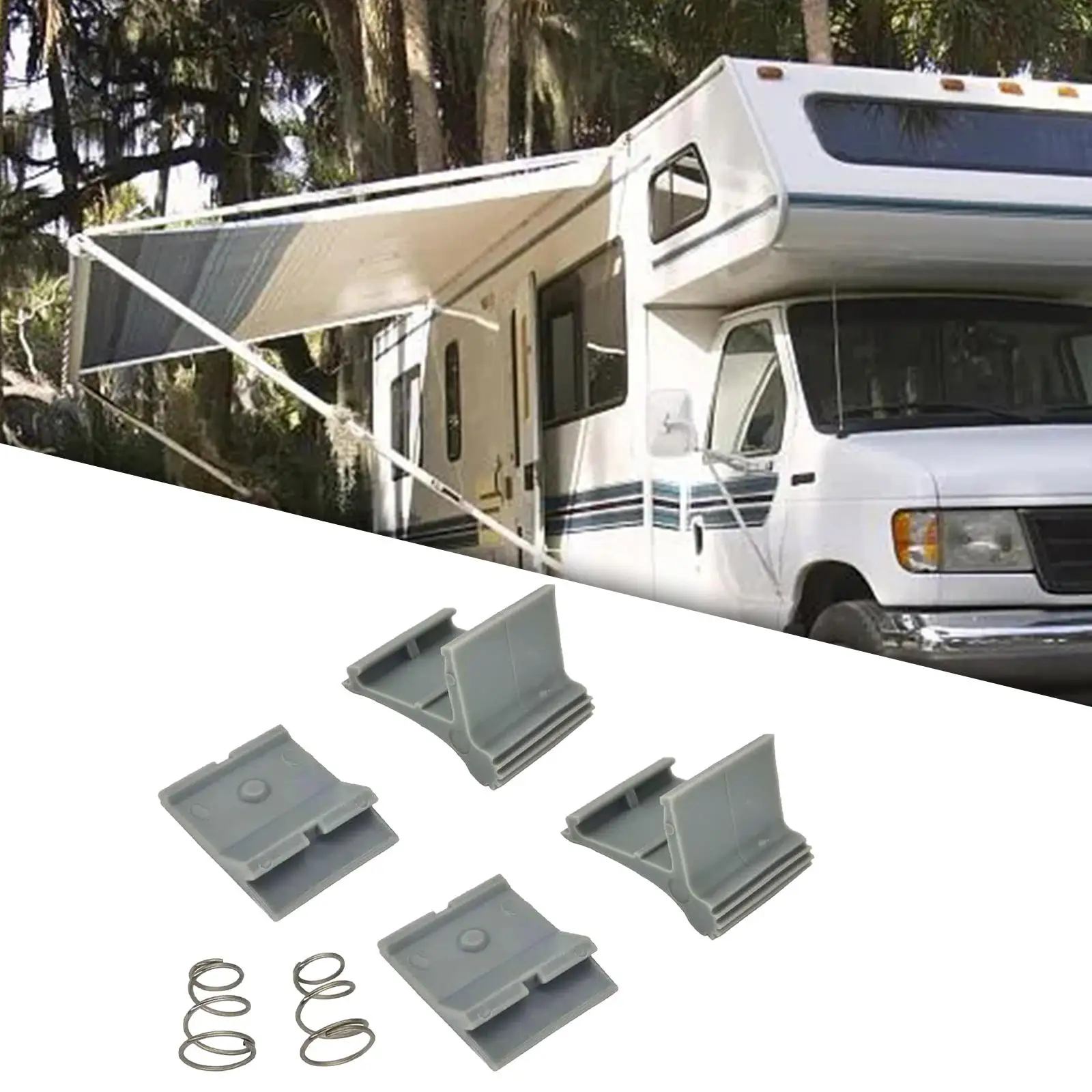 Awning Arm Slider Catch Set with 2 Springs Repair Parts Durable Assembly Replaces Easy Installation for Trailer Camper RV