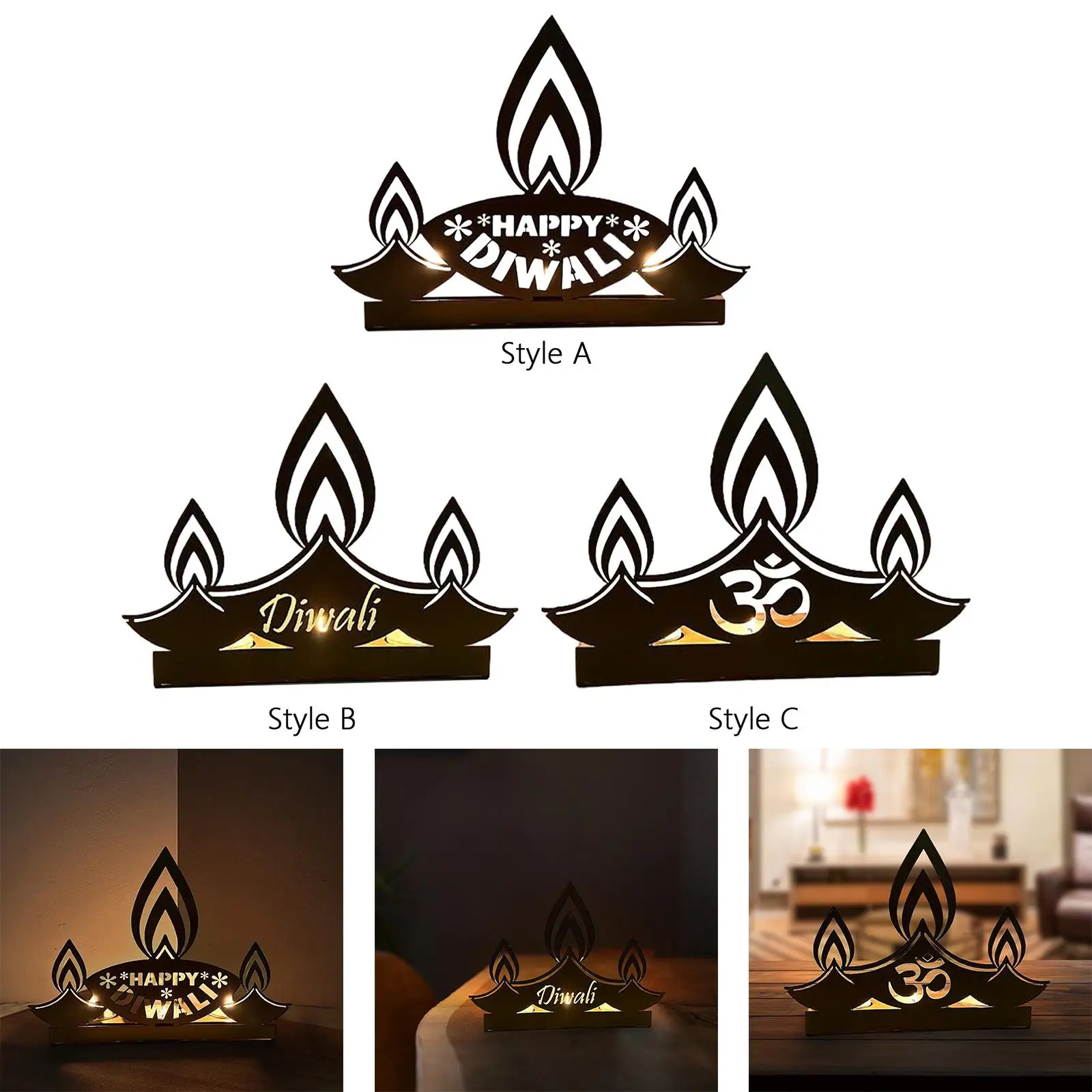 Diwali Candle Holder Iron Indian Tealight Candlestick Housewarming Gift Decorative Candleholder for Table Centerpieces Festival