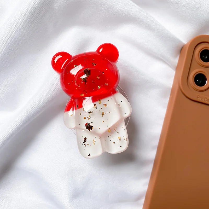 Korean Ins Phone Expanding Stand Grip Adjustable Solid Color Transparent Bear Holder for Phone Cellphone Bracket  Accessories mobile phone stand for desk