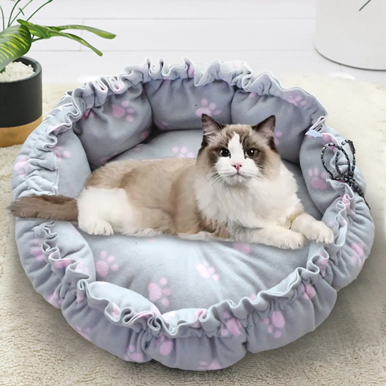 Dog Sleeping Bed Pet Cat Cushion Kennel Warm Washable Adjustable Nest Winter Kitten Bed for Home Outdoor Indoor Pet Supplies