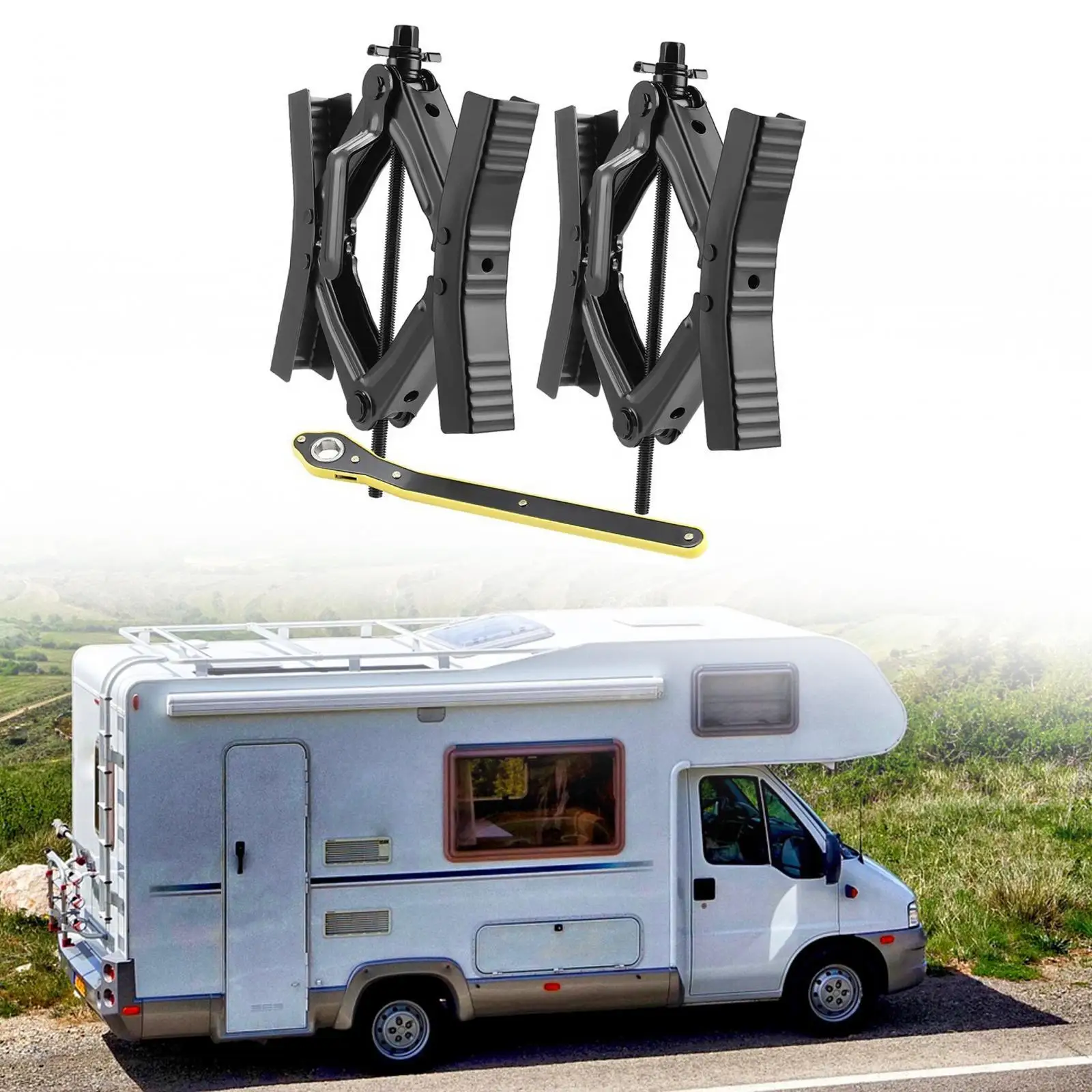 2Pcs Camper Wheel Chock Stabilizers Scissor Parts Replacement Trailer Scissor Lock for Picnic Camping Trailers BBQ RV Outdoor