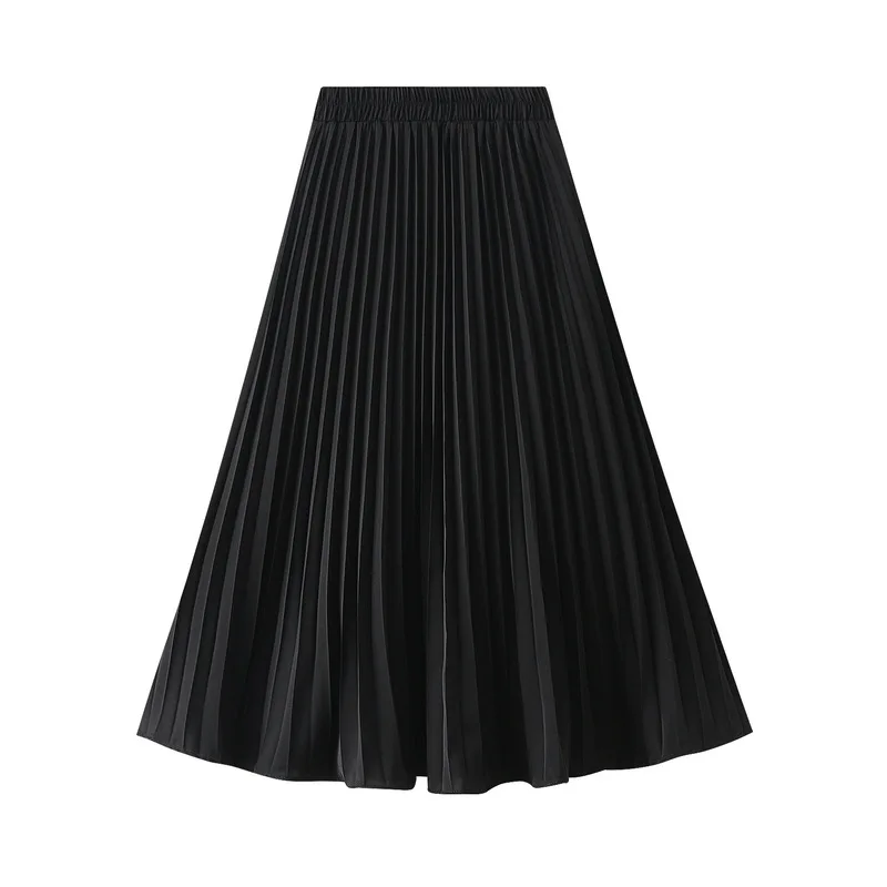 black pleated skirt Casual Pleated Skirt Women Sweet Elastic Waist Skirt Women's Summer 2022 New Thin Versatile Solid Color Midi A-Line Lining Skirt mini skirt