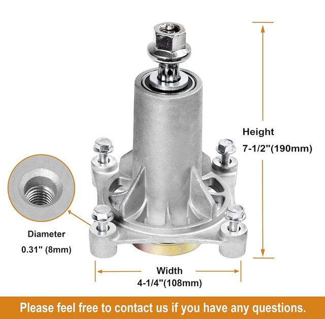 Youxmoto Spindle & Pulley Assembly For Husqvarna, AYP, Poulan Riding Mowers - Replaces 187292, 195945