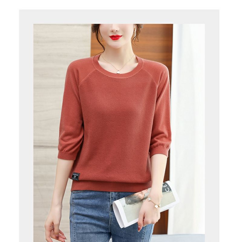 Frühling Herbst elegante Mode Harajuku Slim Fit Tops Frauen lässig lose alle Match Unterhemd o Hals Einsatz Patchwork T-Shirts – Detail 17