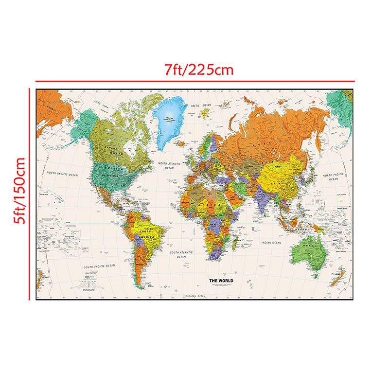 Mapa do mundo impermeável não tecido vista