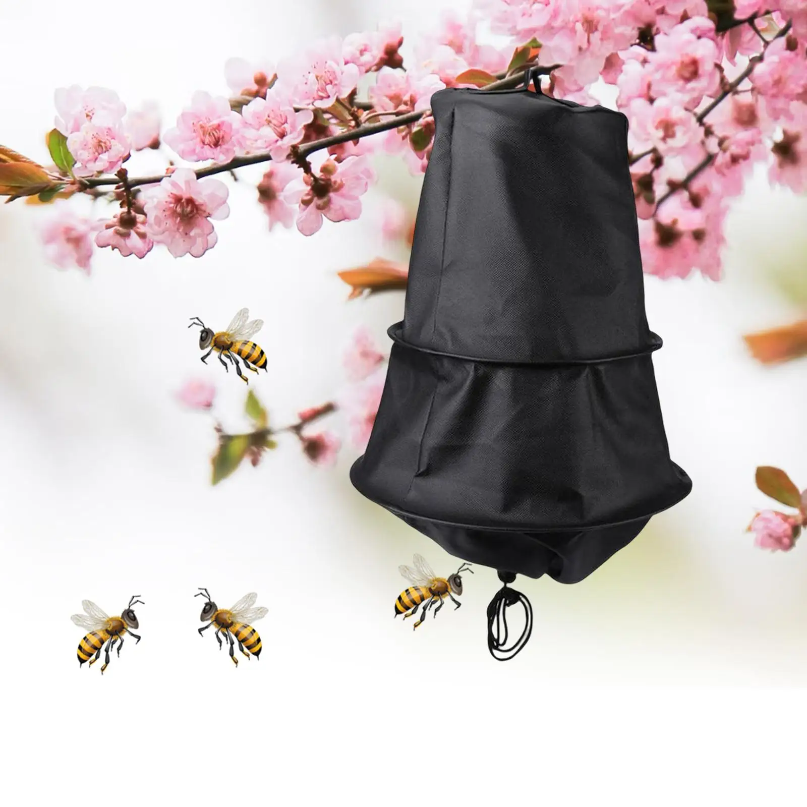 Black Swarm Trap Bee Cage Beekeeping Catching Tool Reusable Soft Loop On Top Swarming Catcher Accessories Safe Beekeeper Tool