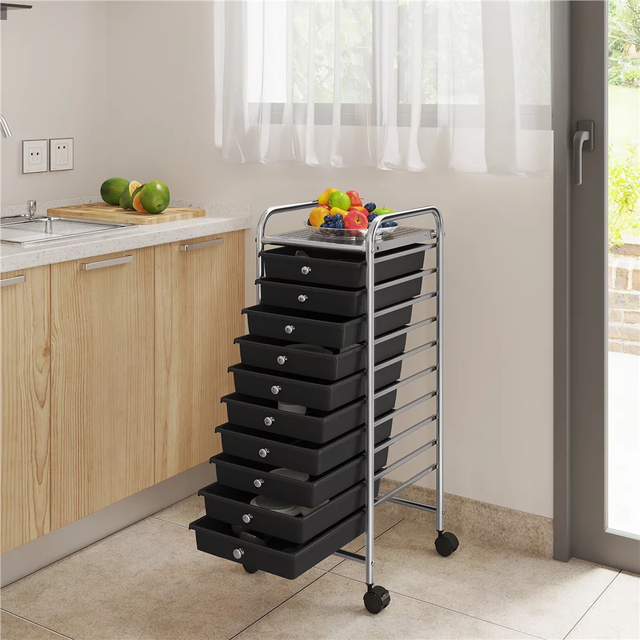 15 Drawer Rolling Storage Mobile Storage Trolley Home Office Organizer,  Black,25.00 X 15.00 X 36.00 Inches - AliExpress