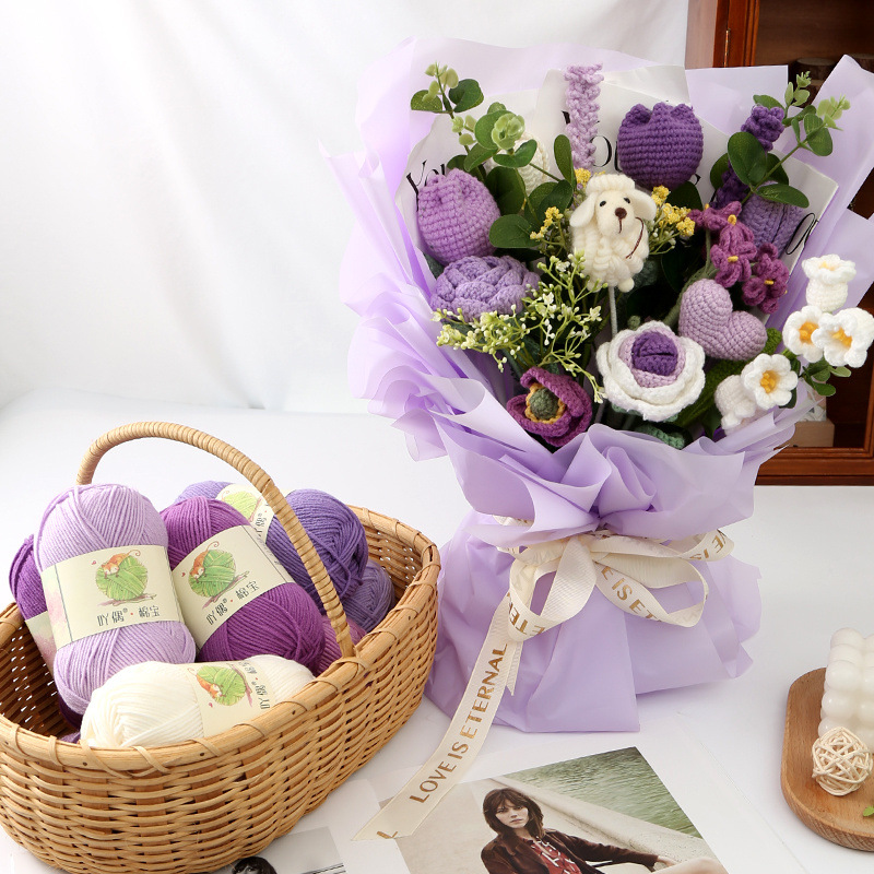 Description Picture 4 of item4-Strand Combed Milk Cotton Handmade DIY Woolen Doll Blanket Hairpin Material Flower Bundle Weaving Knitting Yarn Crochet Wool