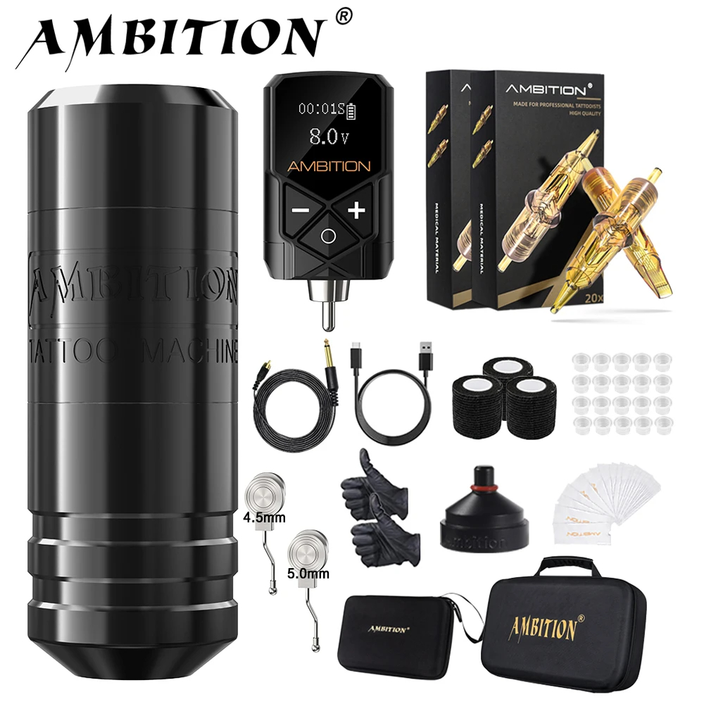 Best of Ambition Torped Tattoo Machine Kit Stroke 4.0-4.5-5.0mm Rotary Pen Kuark RCA Wireless Battery 2400mAh Brushless Motor Profession Reviews & Tips