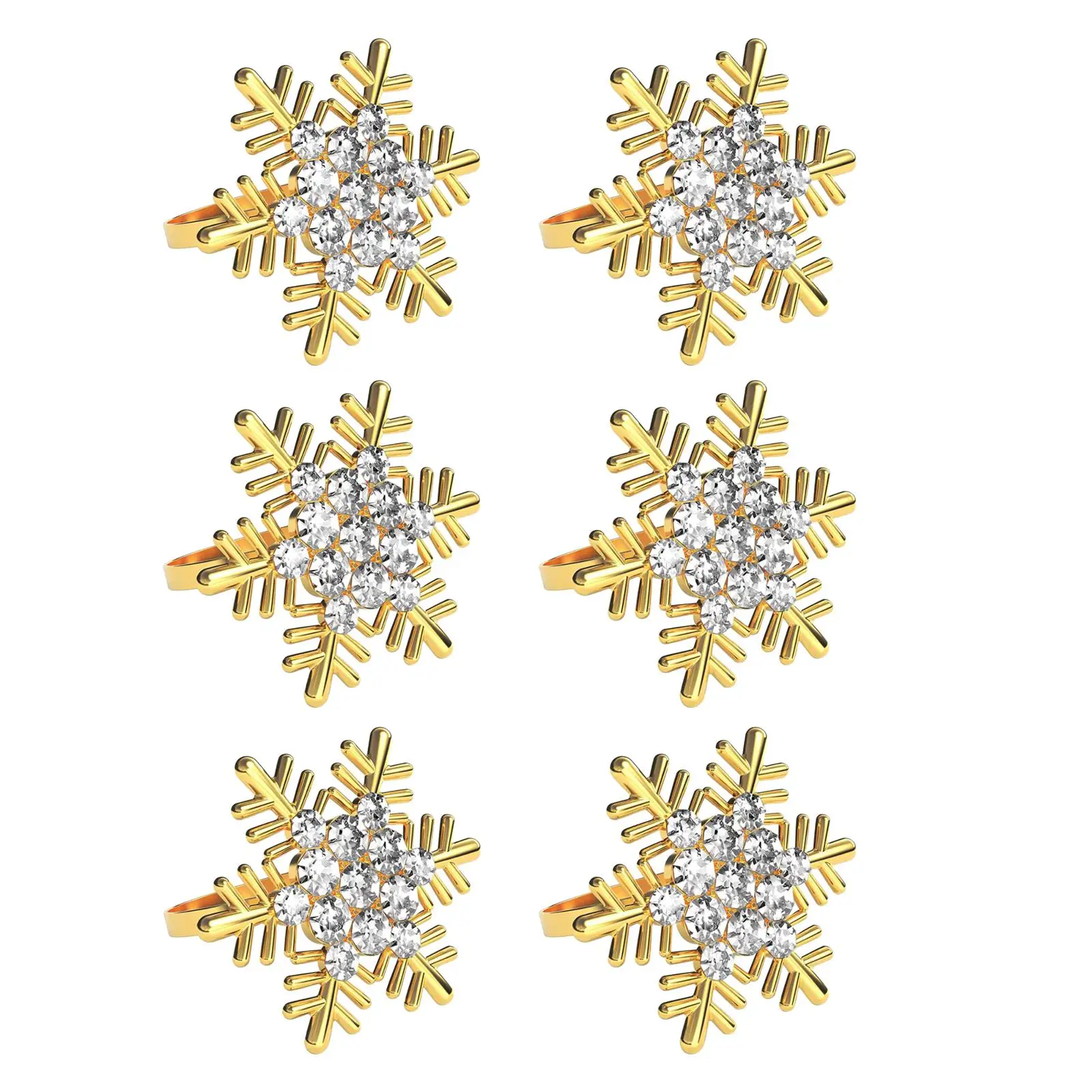 6x Snowflake Napkin Rings Chic Rhinestone Modern Napkin Buckle Napkin Holders for Thanksgiving Party Banquet Christmas Hotel