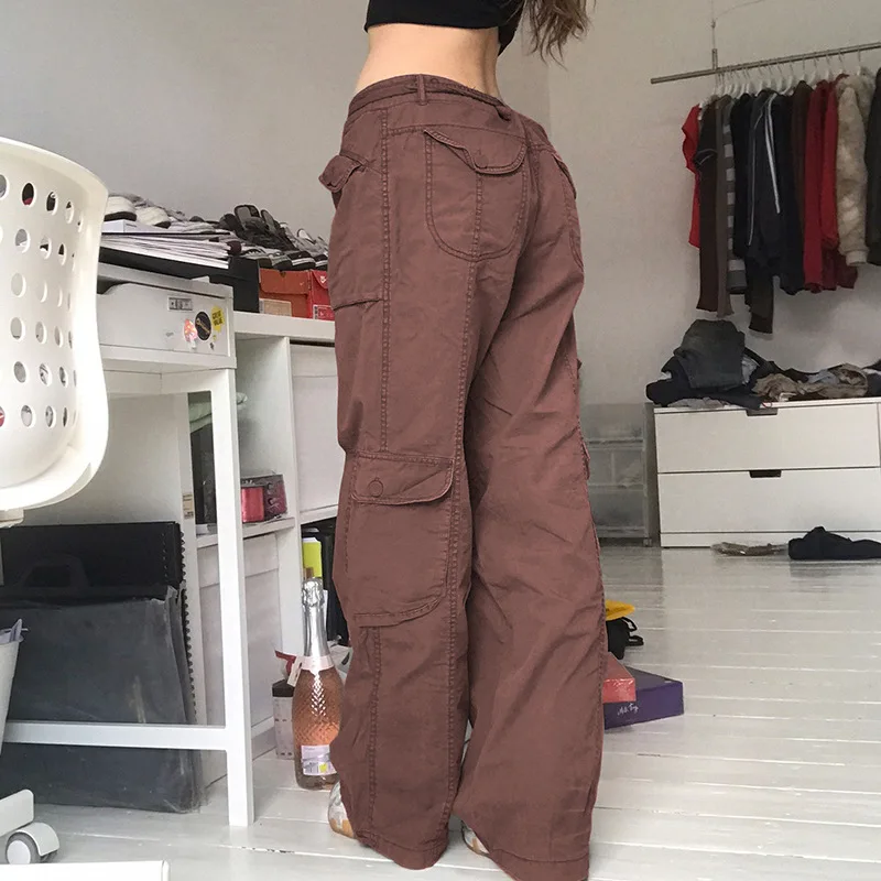 denim capris 2022 New European and American Street Hipster Women's Casual Loose Drawstring Belt High Waist Pocket Gray Wide Leg Trousers capri leggings