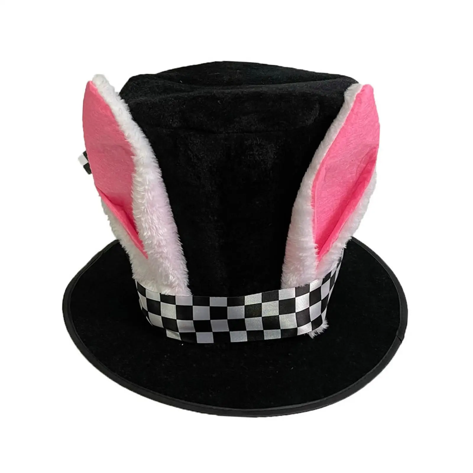 Bunny Ear Top Hat Fancy Dress Head Gear Headwear Birthday Gift Easter Rabbit Costume for Halloween Festival Party Adult Carnival