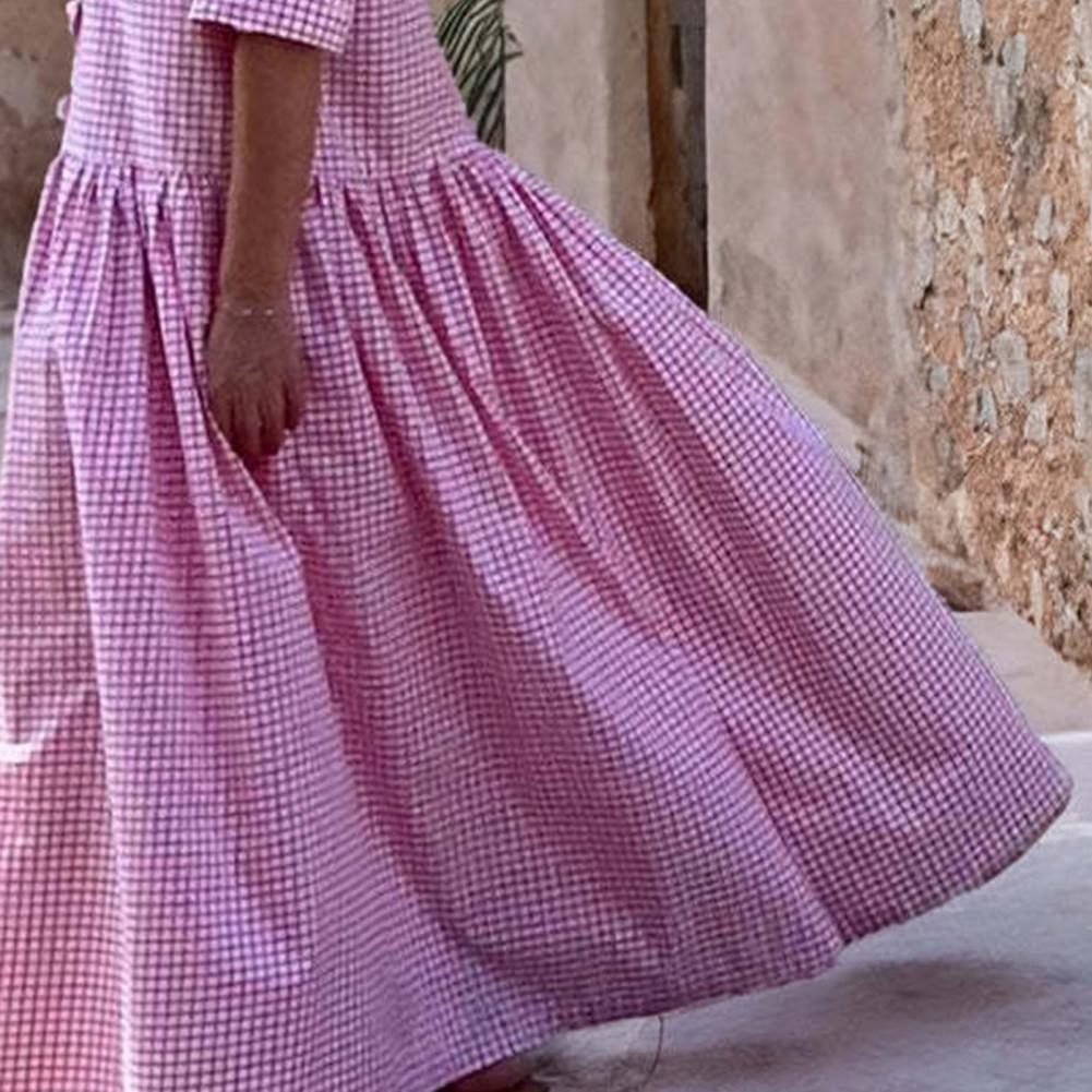 Vestido maxi estampado com lapela feminino, elegante