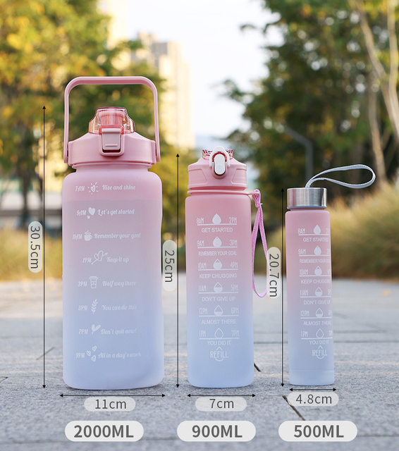 1 SET/3PCS Sports Water Bottle With Straw Men Women Fitness Water Bottles  Outdoor Cold Water Bottles With Time Marker Drinkware - AliExpress