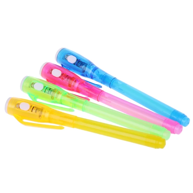 4PCS Invisible Ink Spy Pen Built In UV Light Magic Marker Secret Message  Gadget Pen (Random color) 