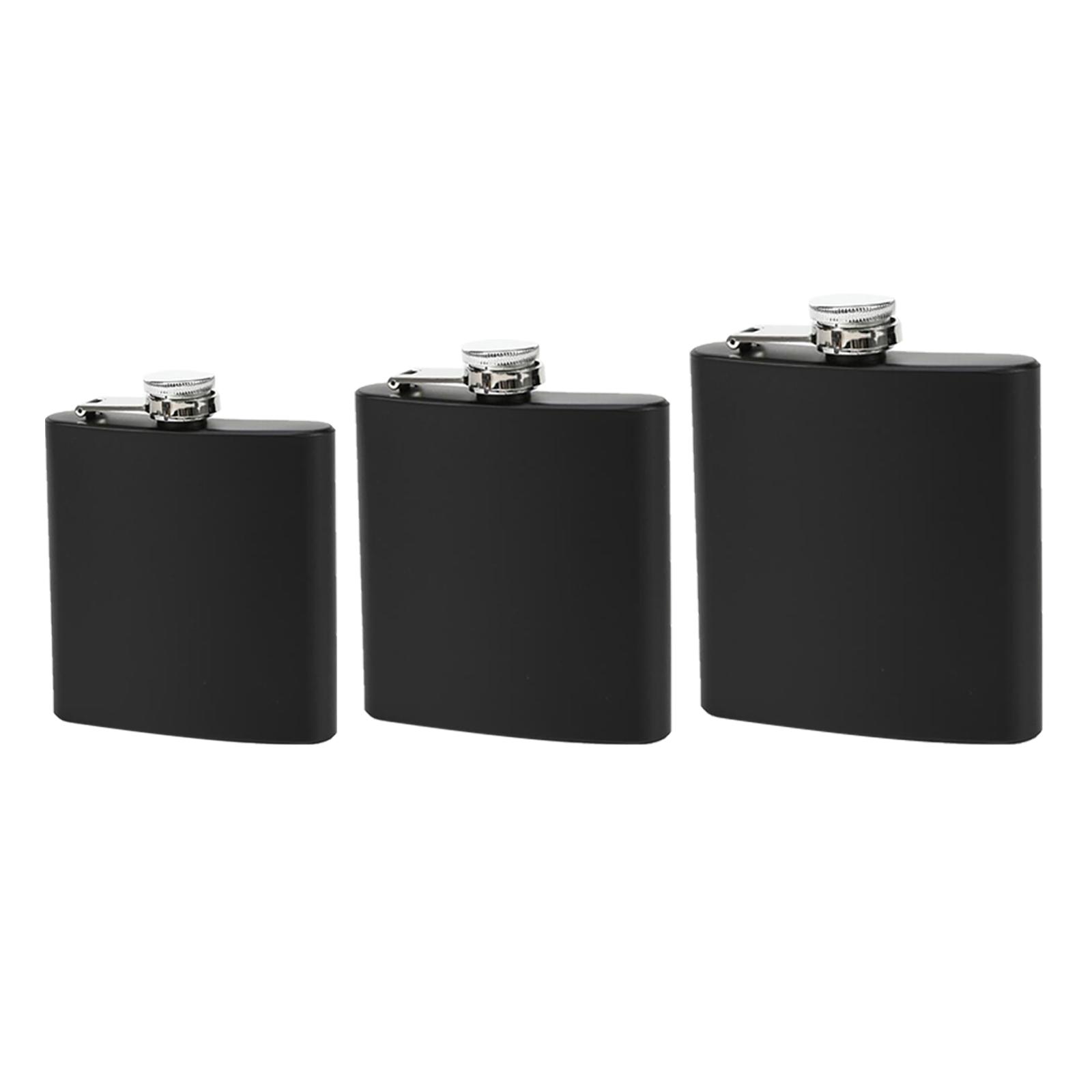 Matte Hip Flask Powder Coated Black Leakproof Sealed U Typed Portable Wine Bottle for Hiking Spirits Alcohol Clear Water Sparkle