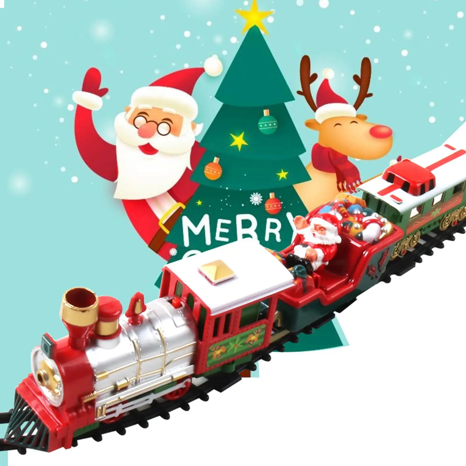 Model Train Set with Lights Sound Easy Assemble Cargo Car for Children Kids