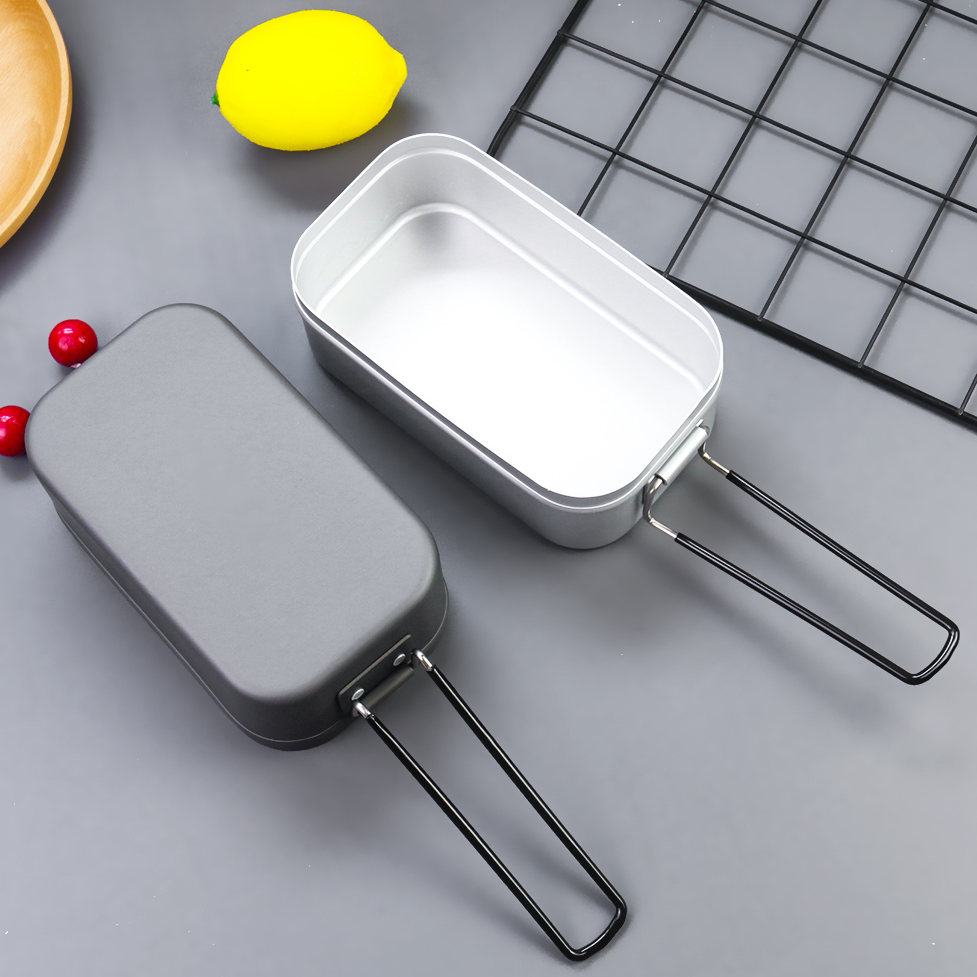 Tragbare Outdoor Picknick Lunch Box Camping Picknick Verdickte Hart Aluminium Bento Reise Geschirr Schmuck Kleinigkeiten Lagerung Werkzeuge – Detail 4