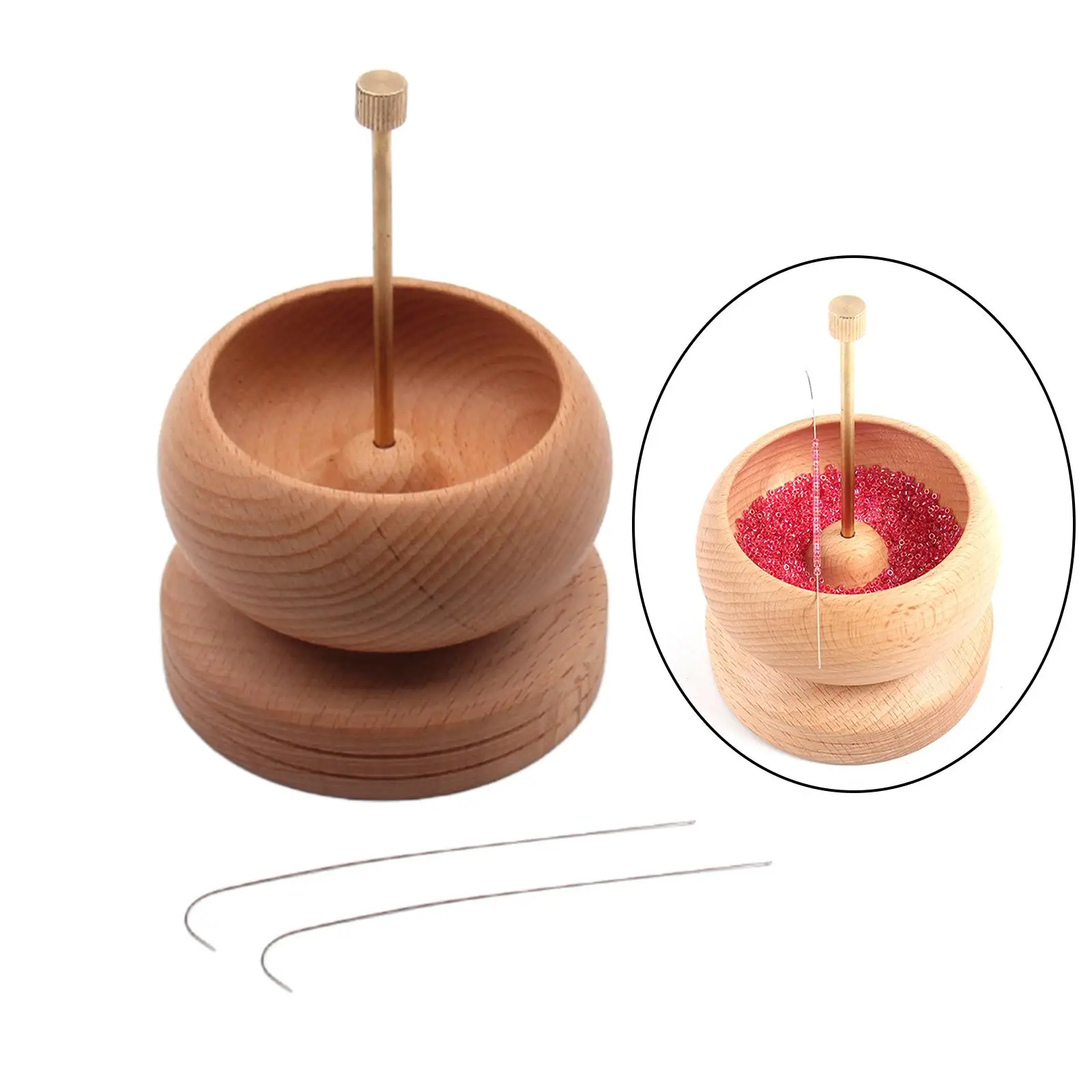 Wooden Bead Spinner Gem  w/ Beading  for Workshop Stringing Crafting  Making Findings Tool Supplies