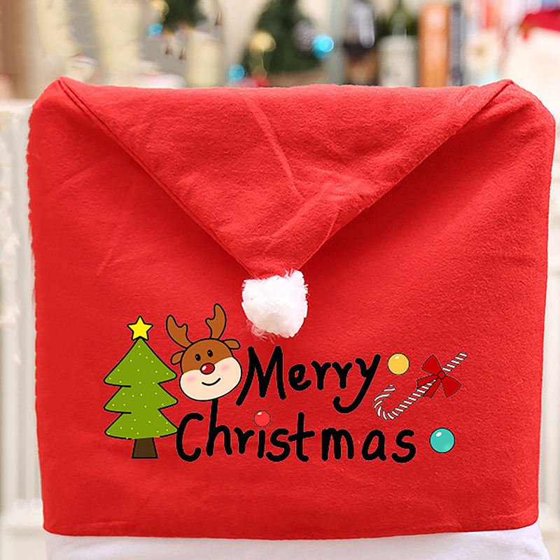Description Picture 6 of itemChristmas Chair Cover Red Santa Claus Hat Dining Chair Cover For New Year Merry Christmas Party Home Kitchen Table Decor