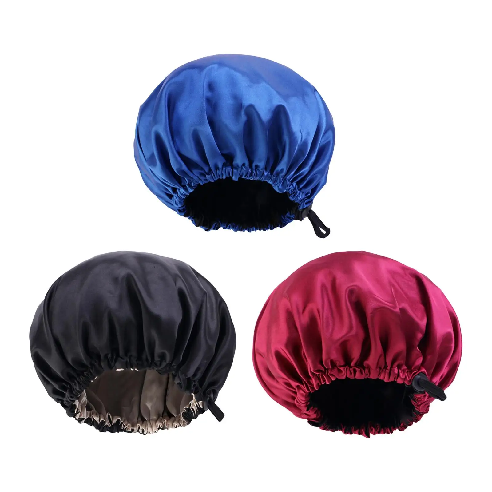 Women Satin Bonnet Lightweight Shower Bonnets Comfortable Adjusting Head Wear Sleep Hat for Washing Face Curly Hair