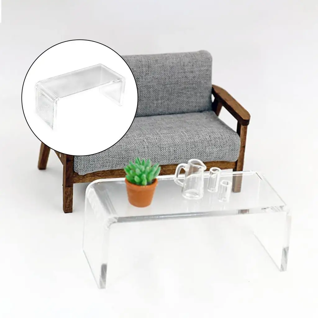 1:12 Mini Tea Table Dollhouse Living Room Scene Coffee Table Model Pocket Shooting Props Transparent Desk Furniture